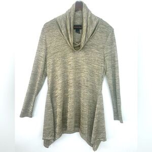 Large Cowl Neck Top‎ Gold Tunic Aline Size L